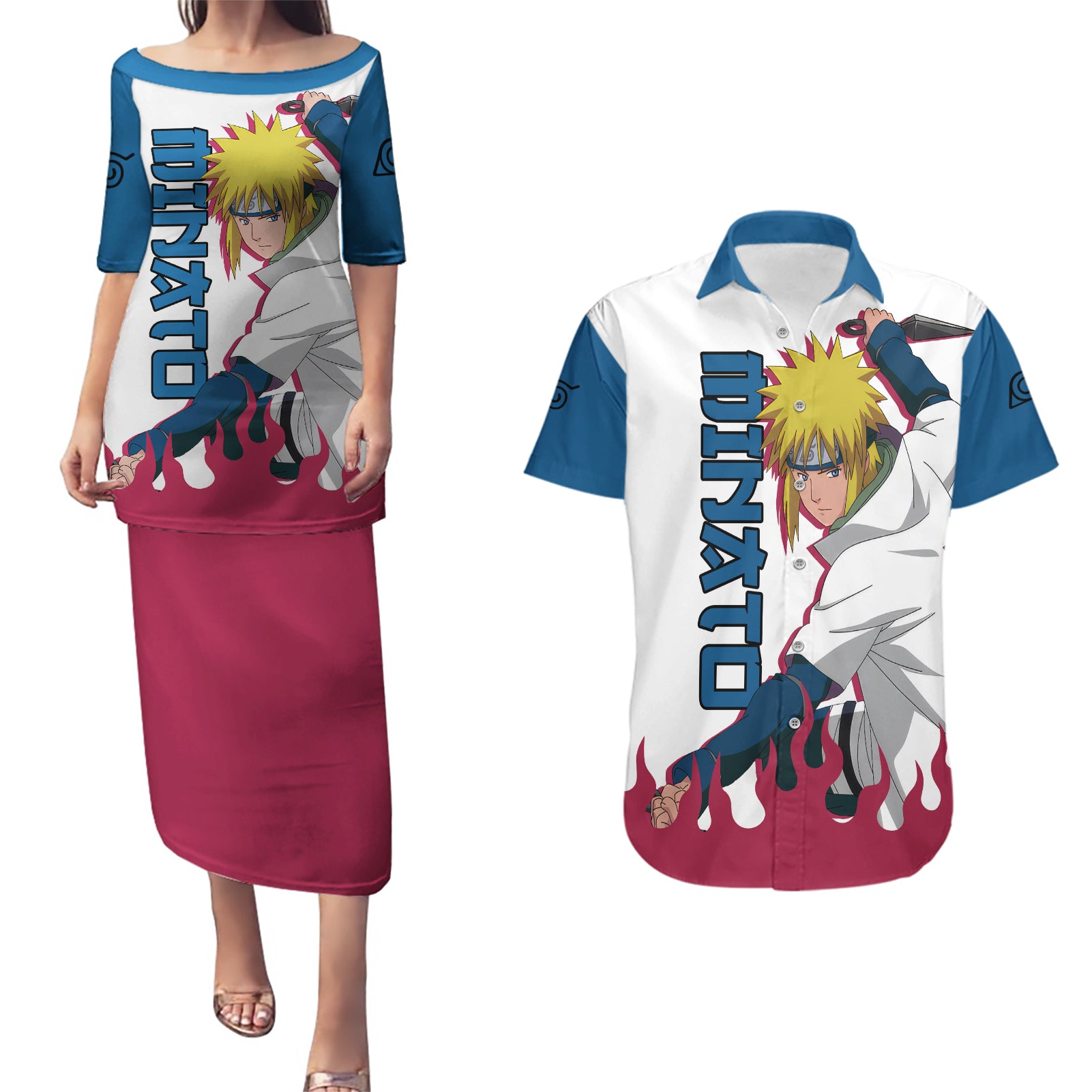 Minato Namikaze Couples Matching Puletasi and Hawaiian Shirt Naruto