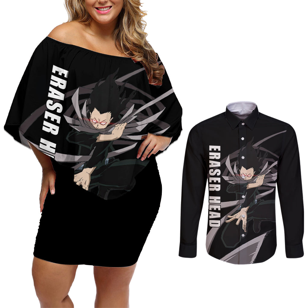 Shouta Aizawa Couples Matching Off Shoulder Short Dress and Long Sleeve Button Shirt