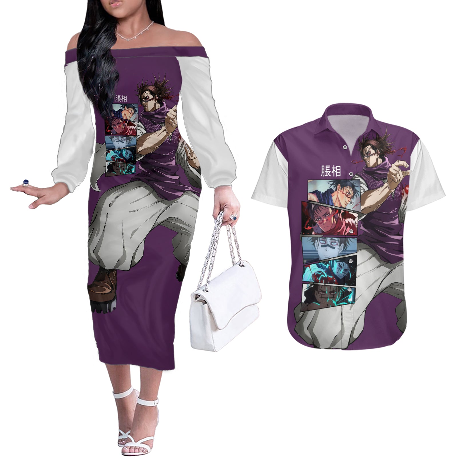 Choso Couples Matching Off The Shoulder Long Sleeve Dress and Hawaiian Shirt Jujutsu Kaisen