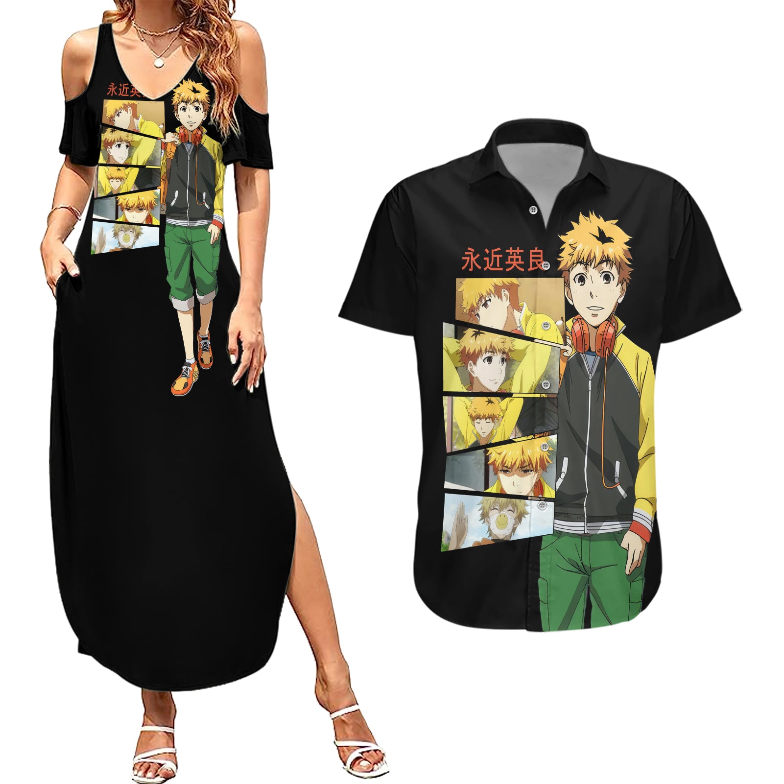 Hideyoshi Nagachika Couples Matching Summer Maxi Dress and Hawaiian Shirt Ken Kaneki