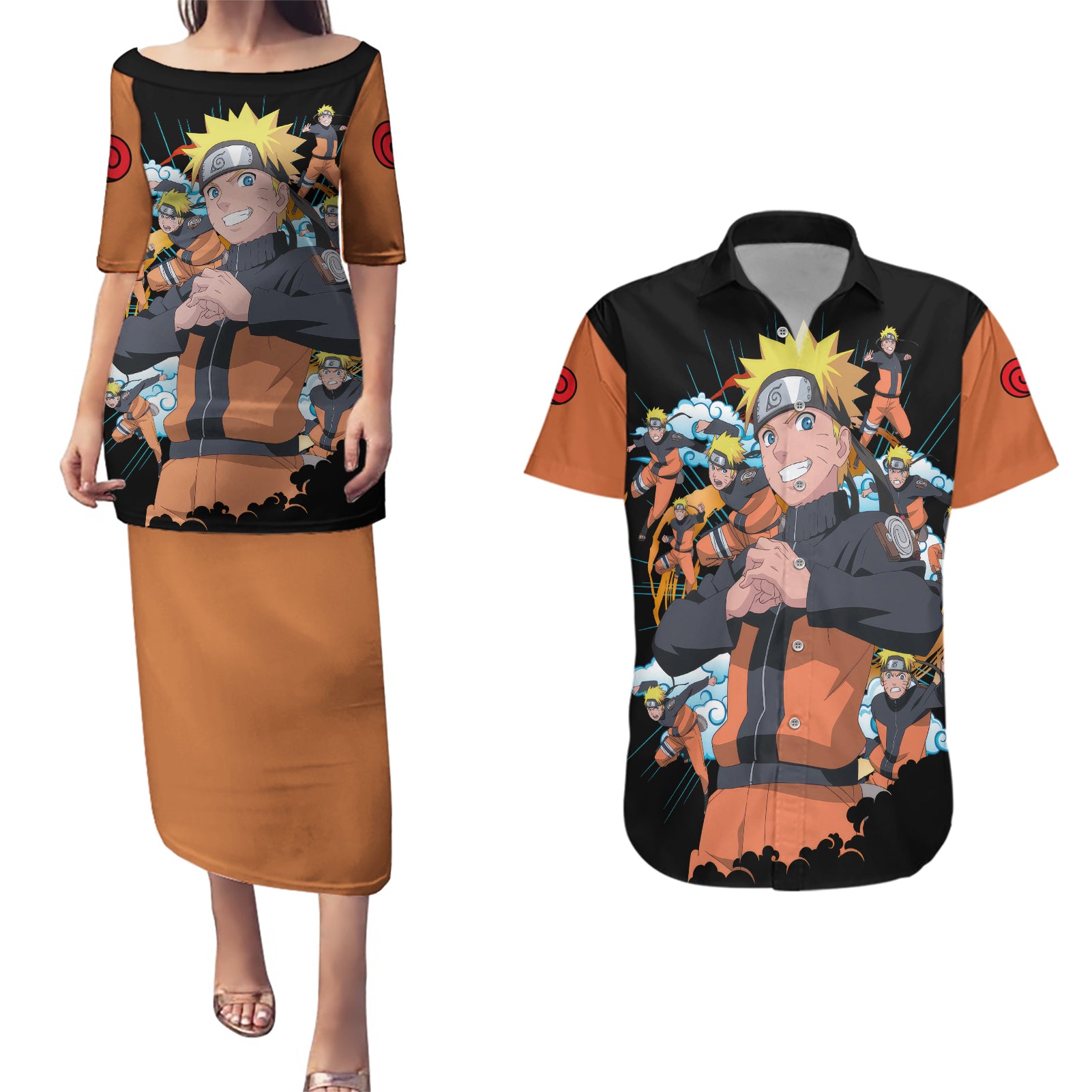 Uzumaki Shadow Clone Jutsu - Naruto Couples Matching Puletasi and Hawaiian Shirt Anime Style