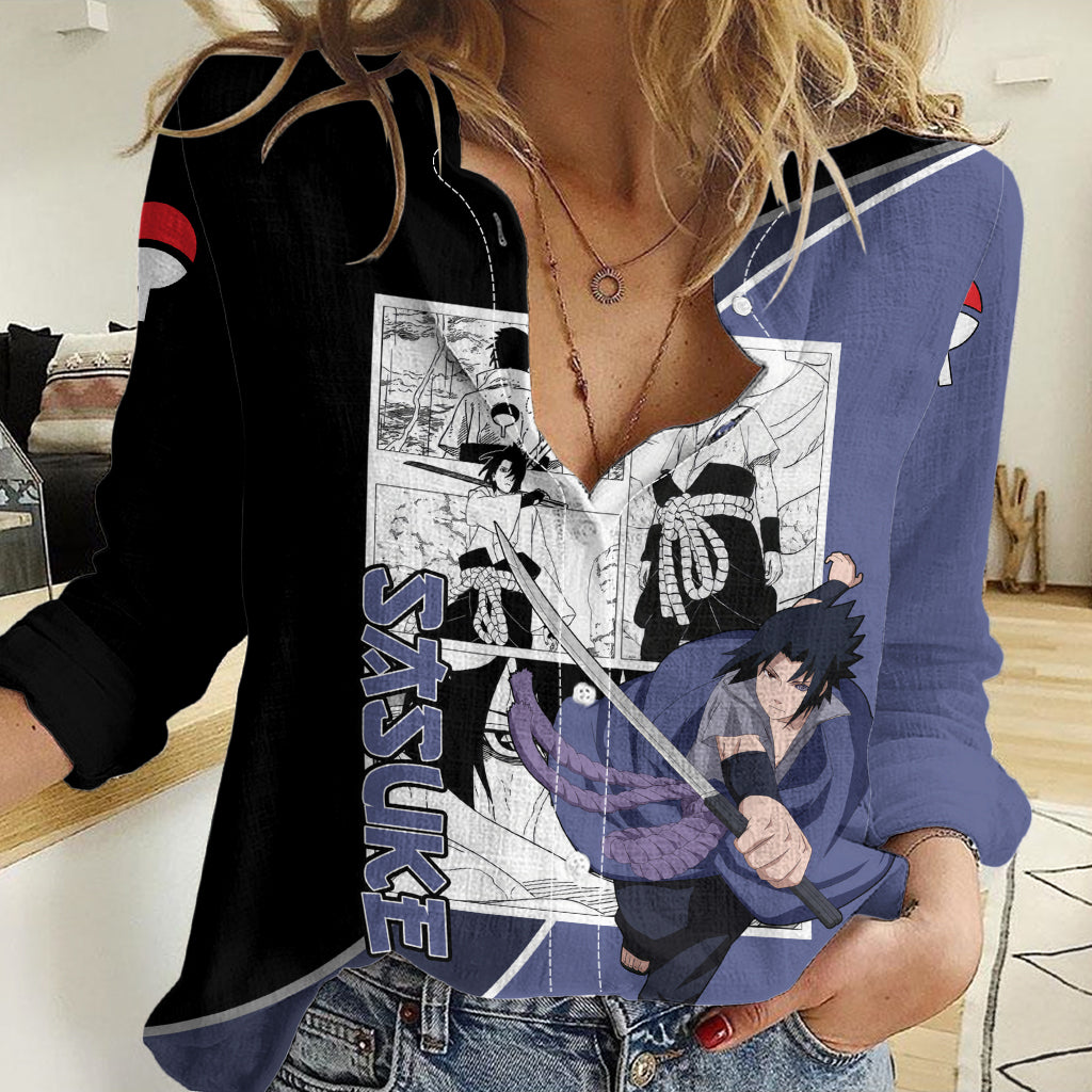 Sasuke - Naruto Women Casual Shirt Anime Mix Manga Style