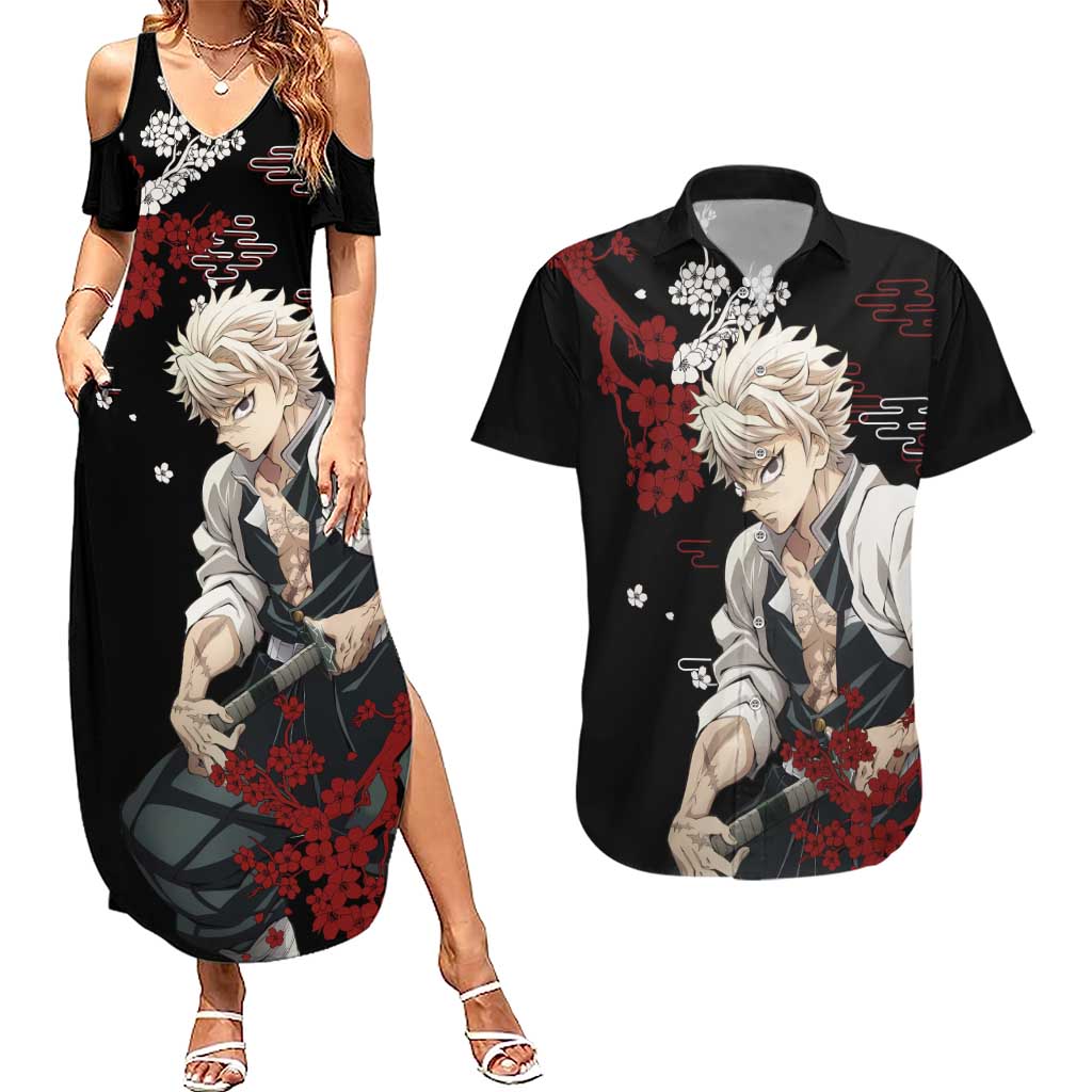 Sanemi Shinazugawa - Demon Slayer Couples Matching Summer Maxi Dress and Hawaiian Shirt Anime Japan Style