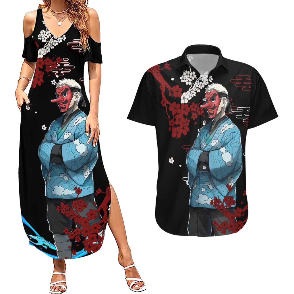 Sakonji Urokodaki - Demon Slayer Couples Matching Summer Maxi Dress and Hawaiian Shirt Anime Japan Style