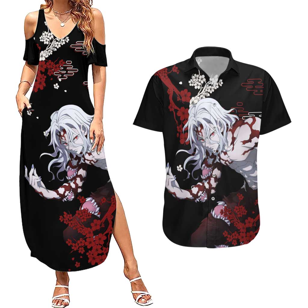 Muzan Kibutsuji - Demon Slayer Couples Matching Summer Maxi Dress and Hawaiian Shirt Anime Japan Style