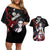 Daki - Demon Slayer Couples Matching Off Shoulder Short Dress and Hawaiian Shirt Anime Japan Style