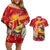 Blaziken - Pokemon Couples Matching Off Shoulder Short Dress and Hawaiian Shirt Anime Style