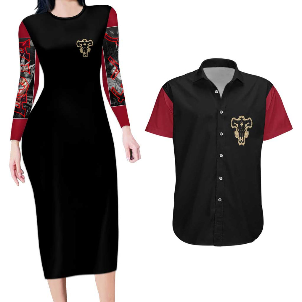 Asta - Black Clover Couples Matching Long Sleeve Bodycon Dress and Hawaiian Shirt Japan Anime Style