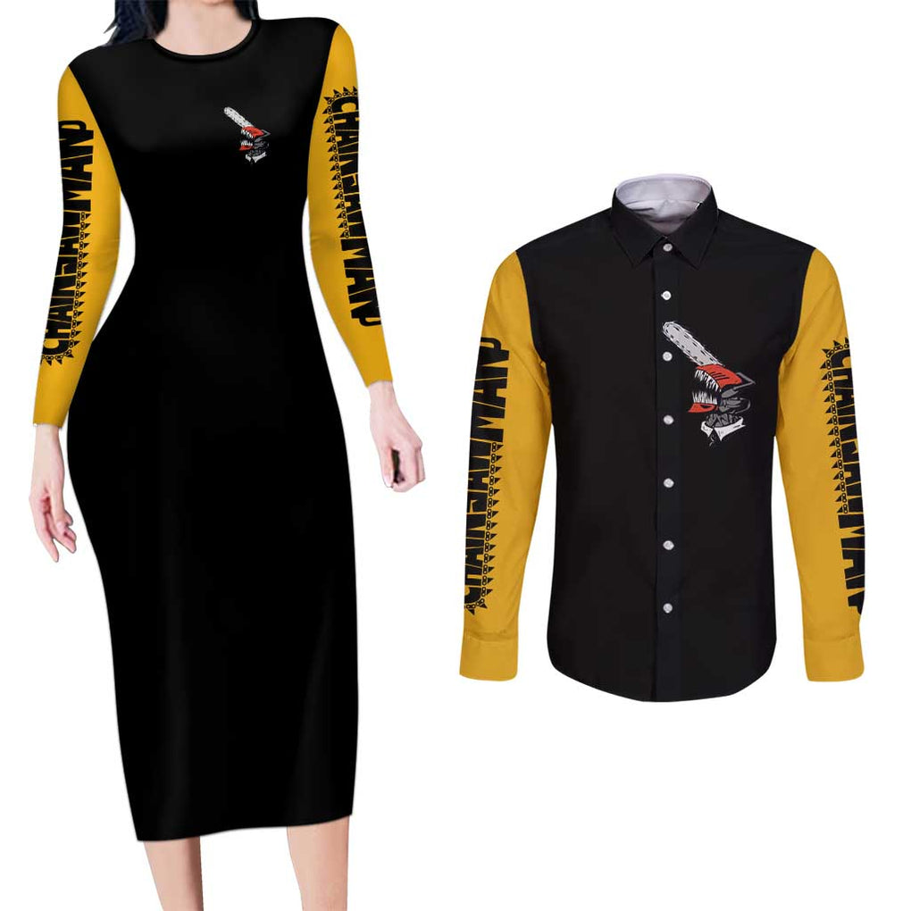 Denji -  Chainsaw Man Couples Matching Long Sleeve Bodycon Dress and Long Sleeve Button Shirt Japan Anime Style