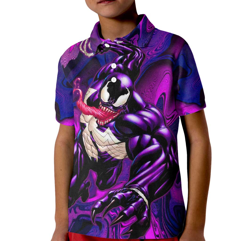 Trippy Venom Kid Polo Shirt Comic Mix Galaxy Trippy Style