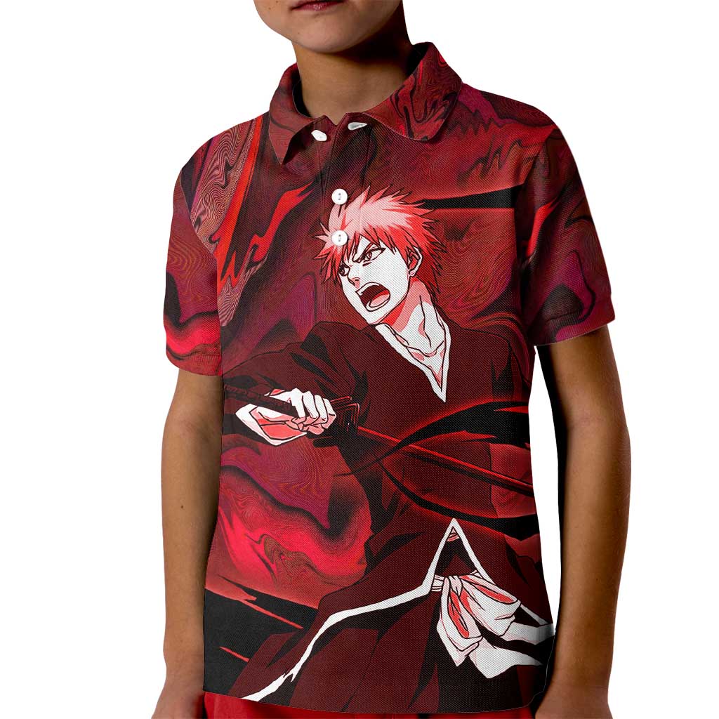 Ichigo True Shikai Bleach Kid Polo Shirt Anime Mix Trippy Style