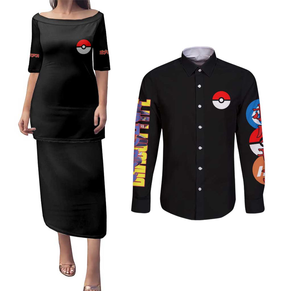 Garchomp Poke Couples Matching Puletasi and Long Sleeve Button Shirt Anime Style