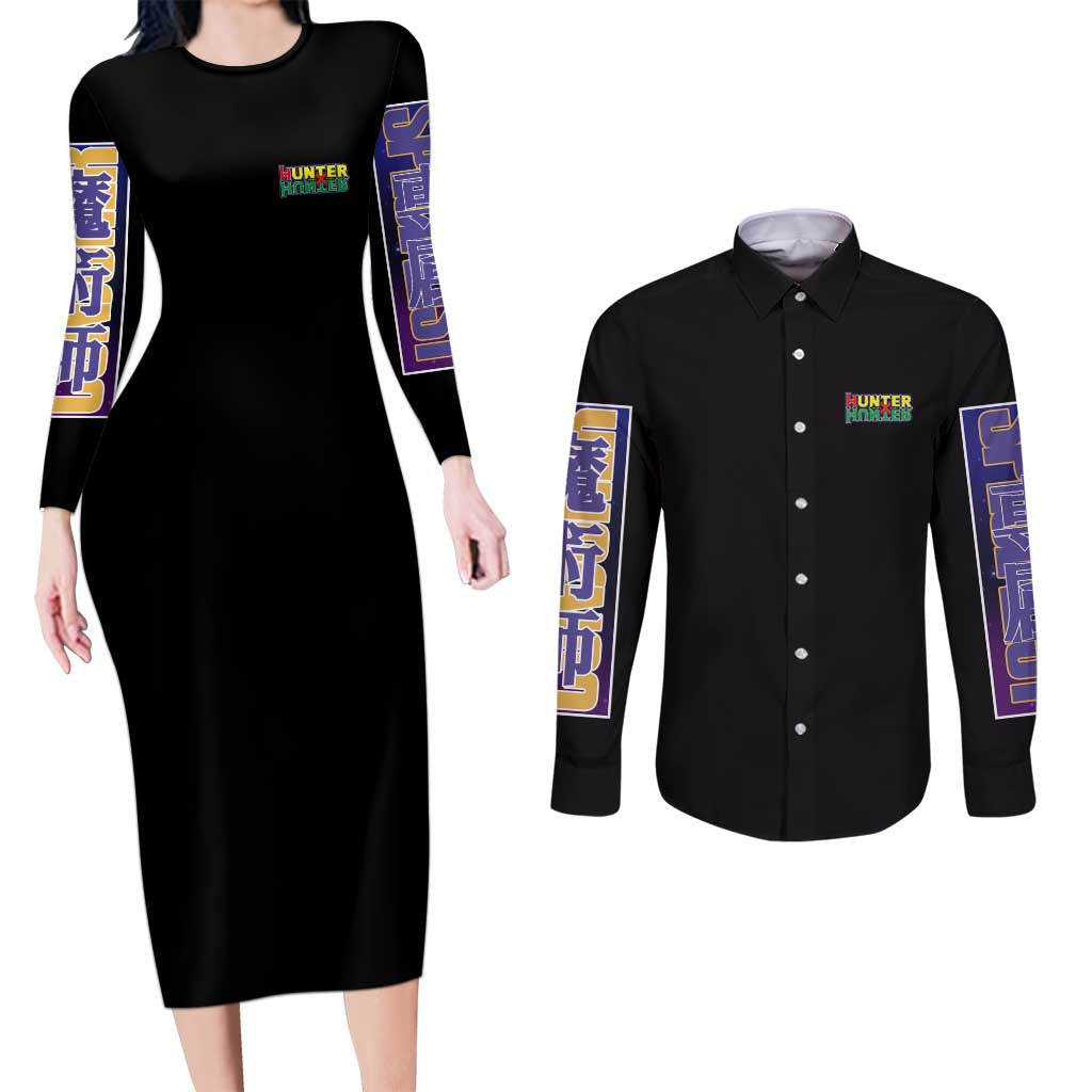 Kurapika Hunter x Hunter Couples Matching Long Sleeve Bodycon Dress and Long Sleeve Button Shirt Anime Style