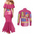 Peach Mario Bros Couples Matching Mermaid Dress and Long Sleeve Button Shirt Anime Style