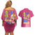 Peach Mario Bros Couples Matching Off Shoulder Short Dress and Hawaiian Shirt Anime Style