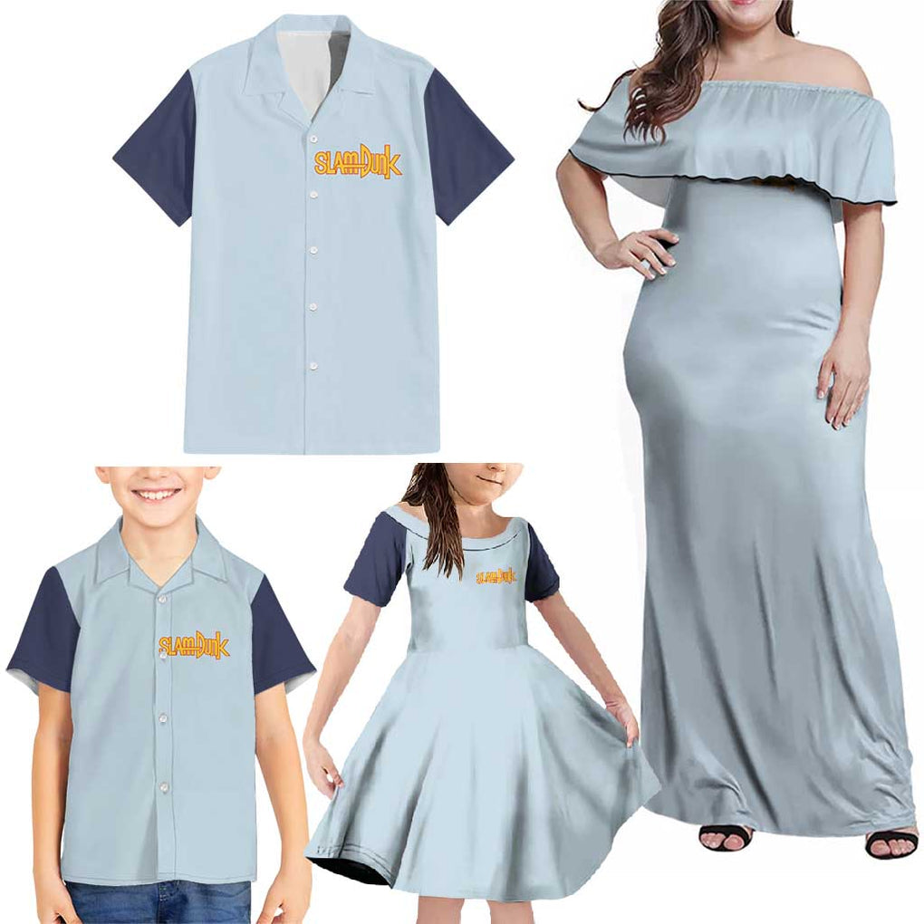 Akira Sendoh Slam Dunk Family Matching Off Shoulder Maxi Dress and Hawaiian Shirt Japan Anime Style