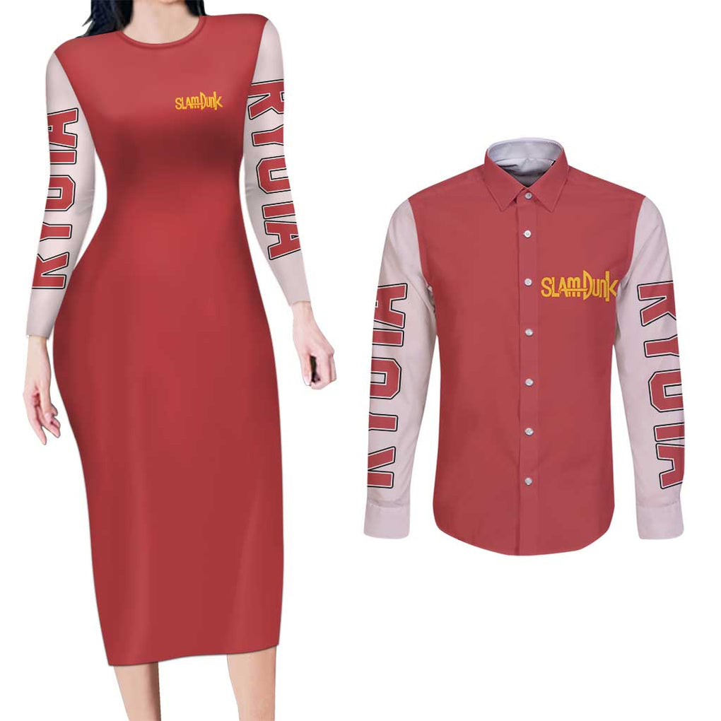 Ryota Miyagi Slam Dunk Couples Matching Long Sleeve Bodycon Dress and Long Sleeve Button Shirt Japan Anime Style