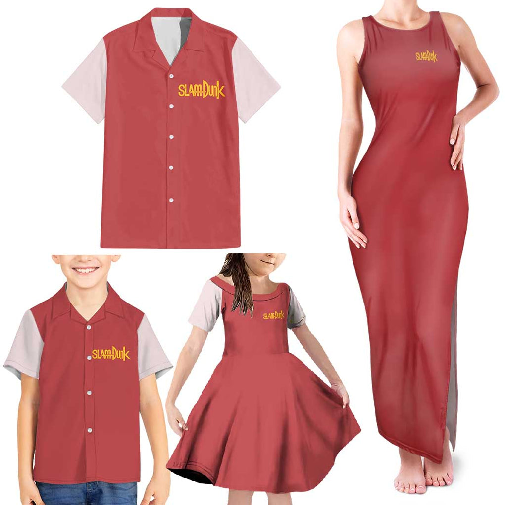 Hanamichi Sakuragi Slam Dunk Family Matching Tank Maxi Dress and Hawaiian Shirt Japan Anime Style