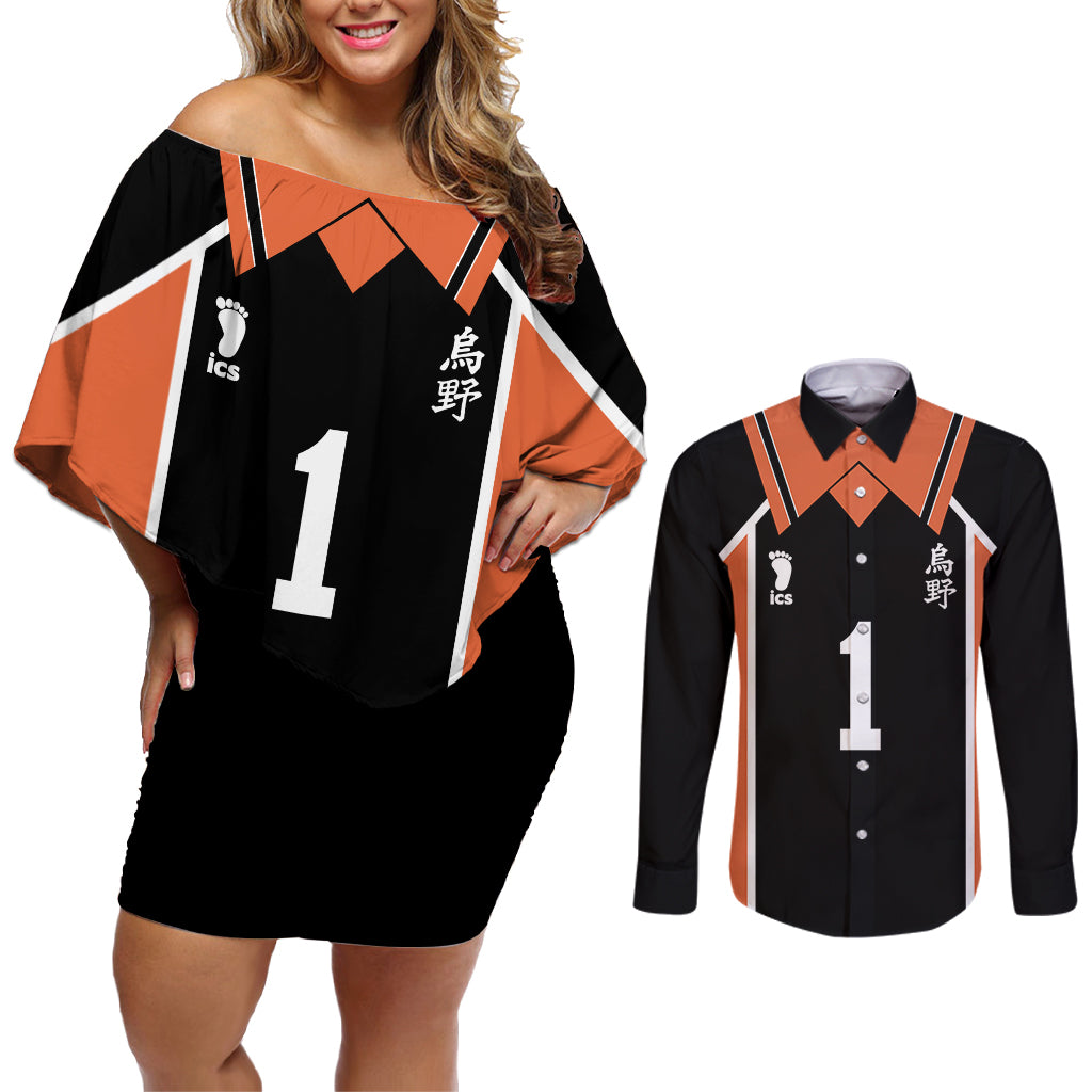 Daichi Sawamura Karasuno Couples Matching Off Shoulder Short Dress and Long Sleeve Button Shirt