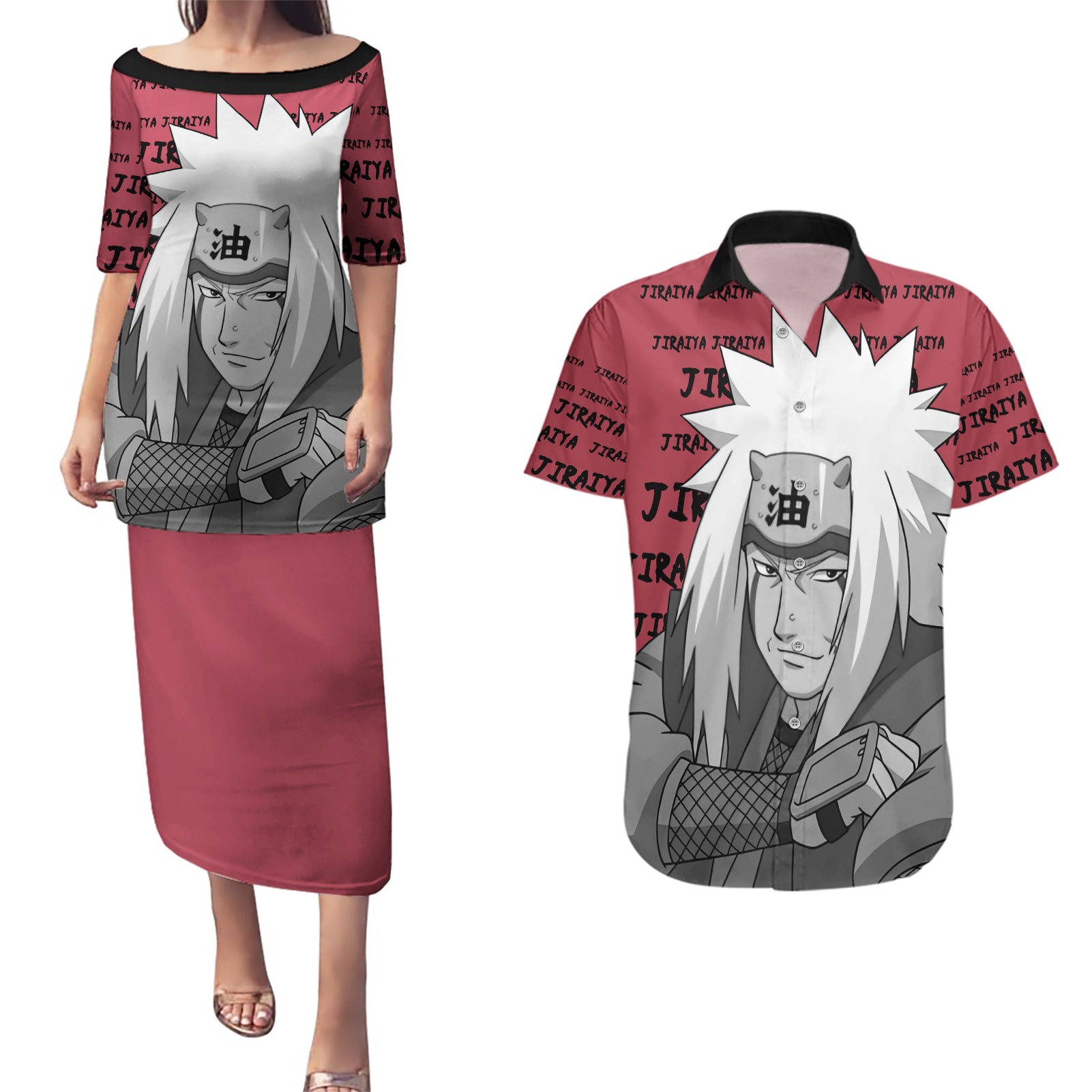 Jiraiya - Style Manga Couples Matching Puletasi and Hawaiian Shirt