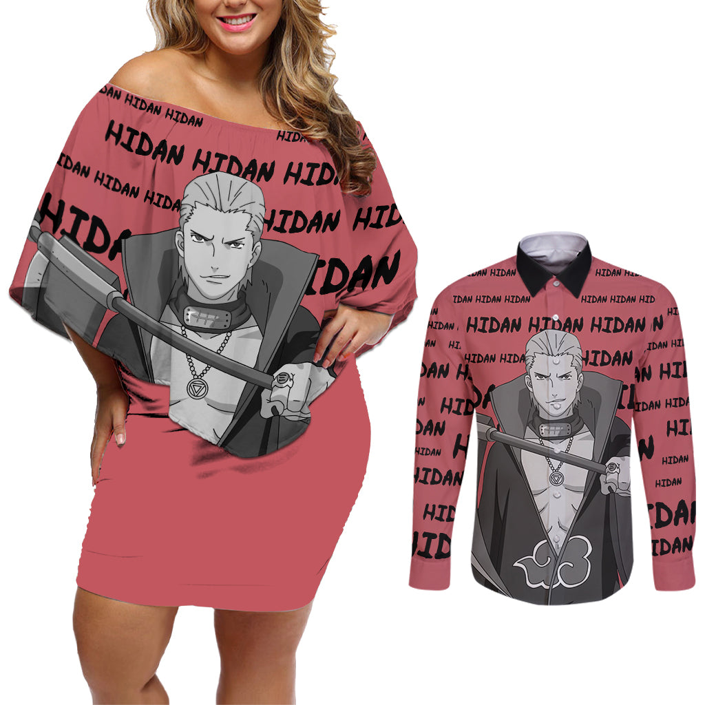 Hidan - Style Manga Couples Matching Off Shoulder Short Dress and Long Sleeve Button Shirt