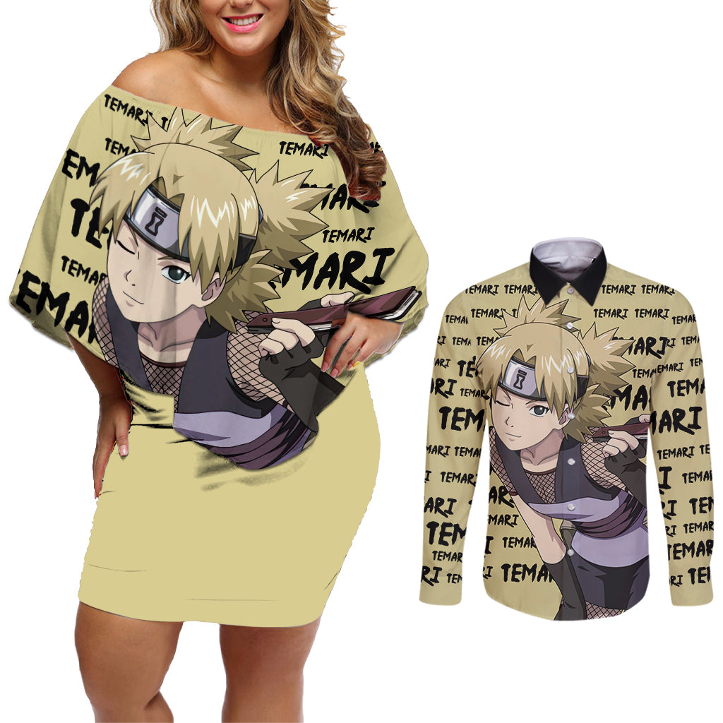 Temari - Style Manga Couples Matching Off Shoulder Short Dress and Long Sleeve Button Shirt