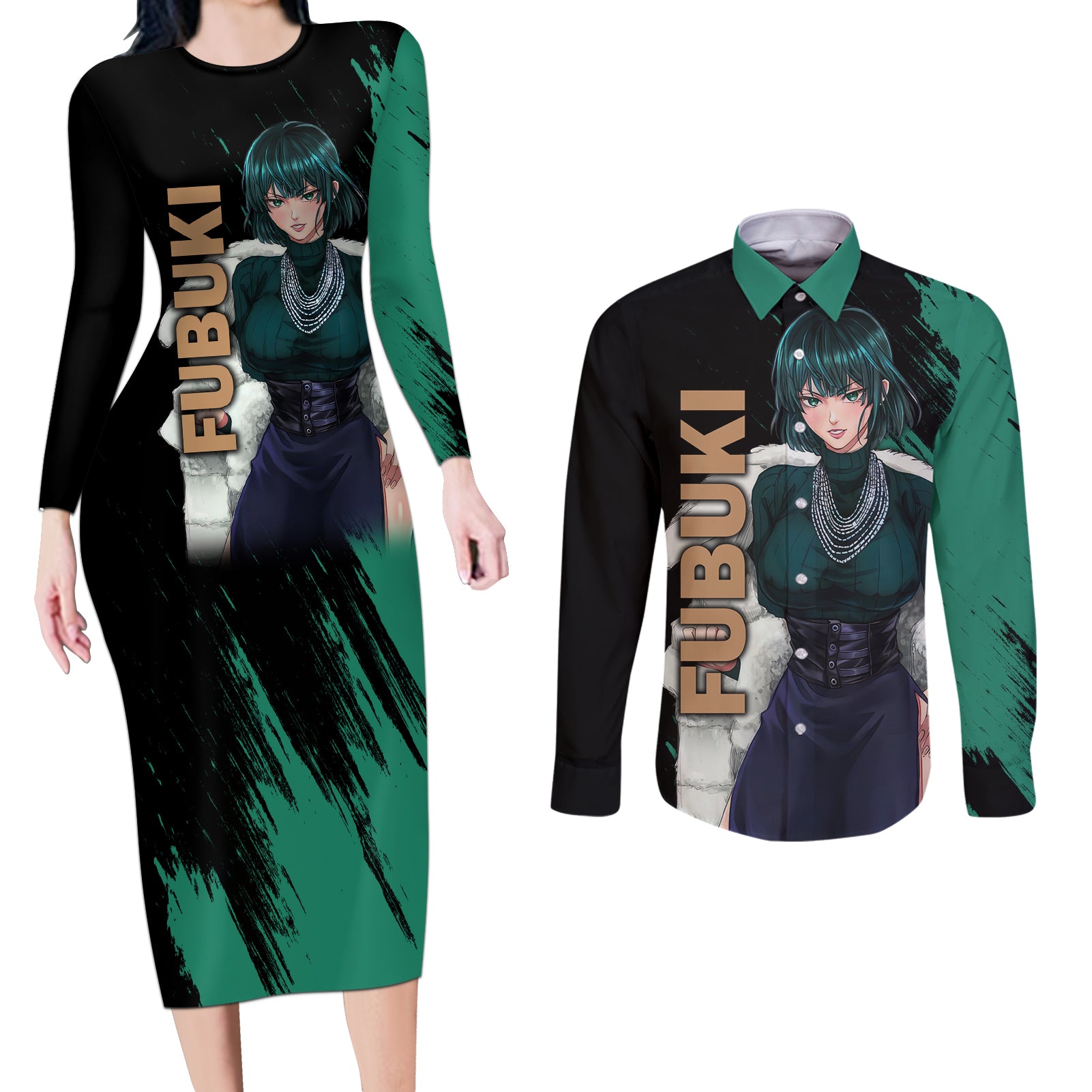 Fubuki Couples Matching Long Sleeve Bodycon Dress and Long Sleeve Button Shirt One Punch Man