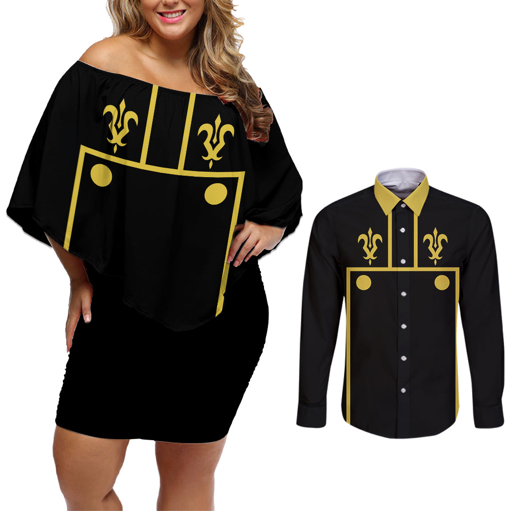 Lelouch Lamperouge Couples Matching Off Shoulder Short Dress and Long Sleeve Button Shirt Code Geass