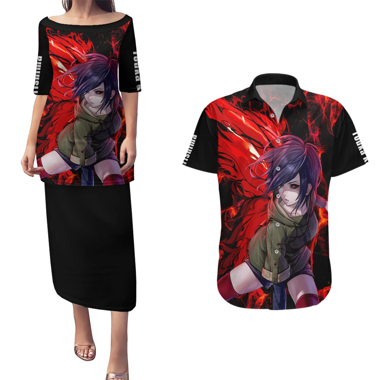 Touka Kirishima Couples Matching Puletasi and Hawaiian Shirt Bleach