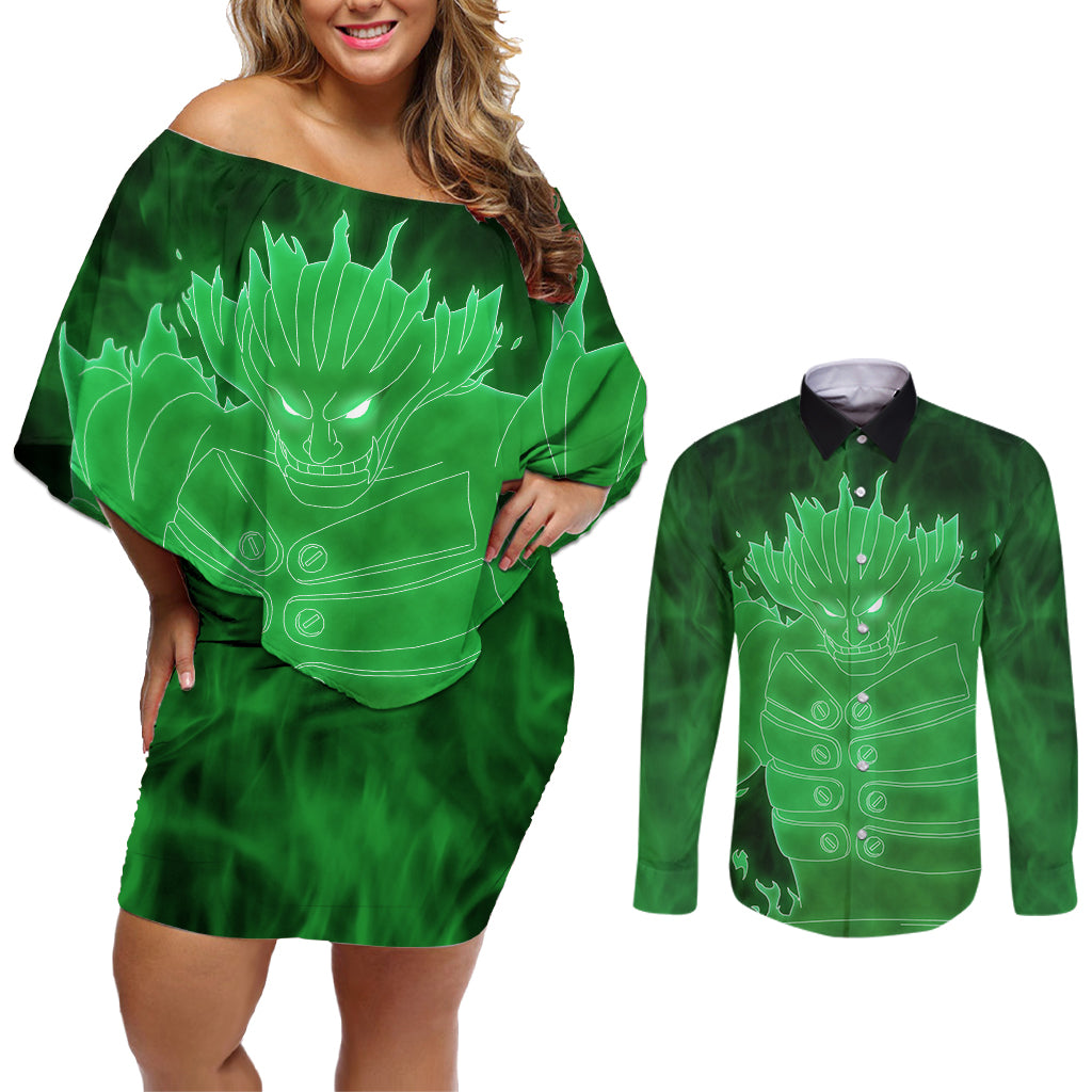 Shisui Susanoo Couples Matching Off Shoulder Short Dress and Long Sleeve Button Shirt Naruto