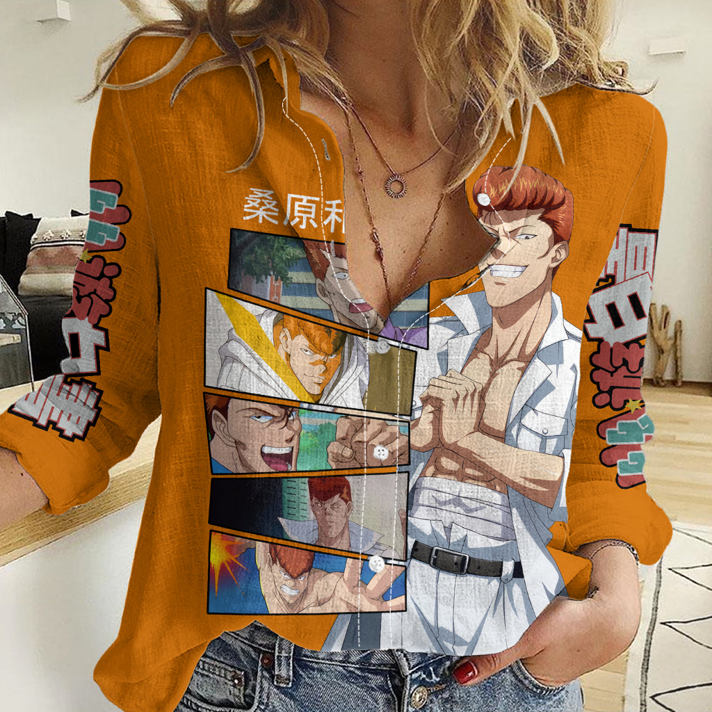 Kazuma Kuwabara Women Casual Shirt YuYu Hakusho