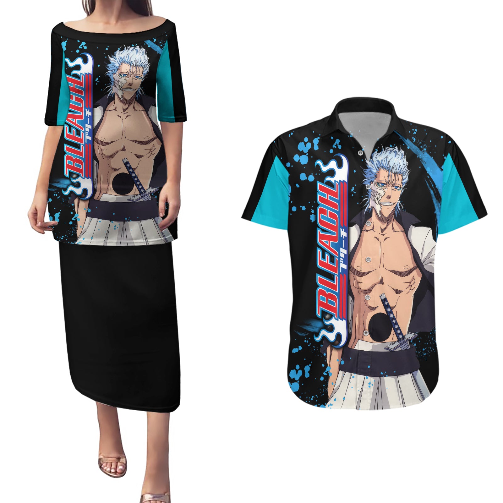 Grimmjow Couples Matching Puletasi and Hawaiian Shirt Bleach