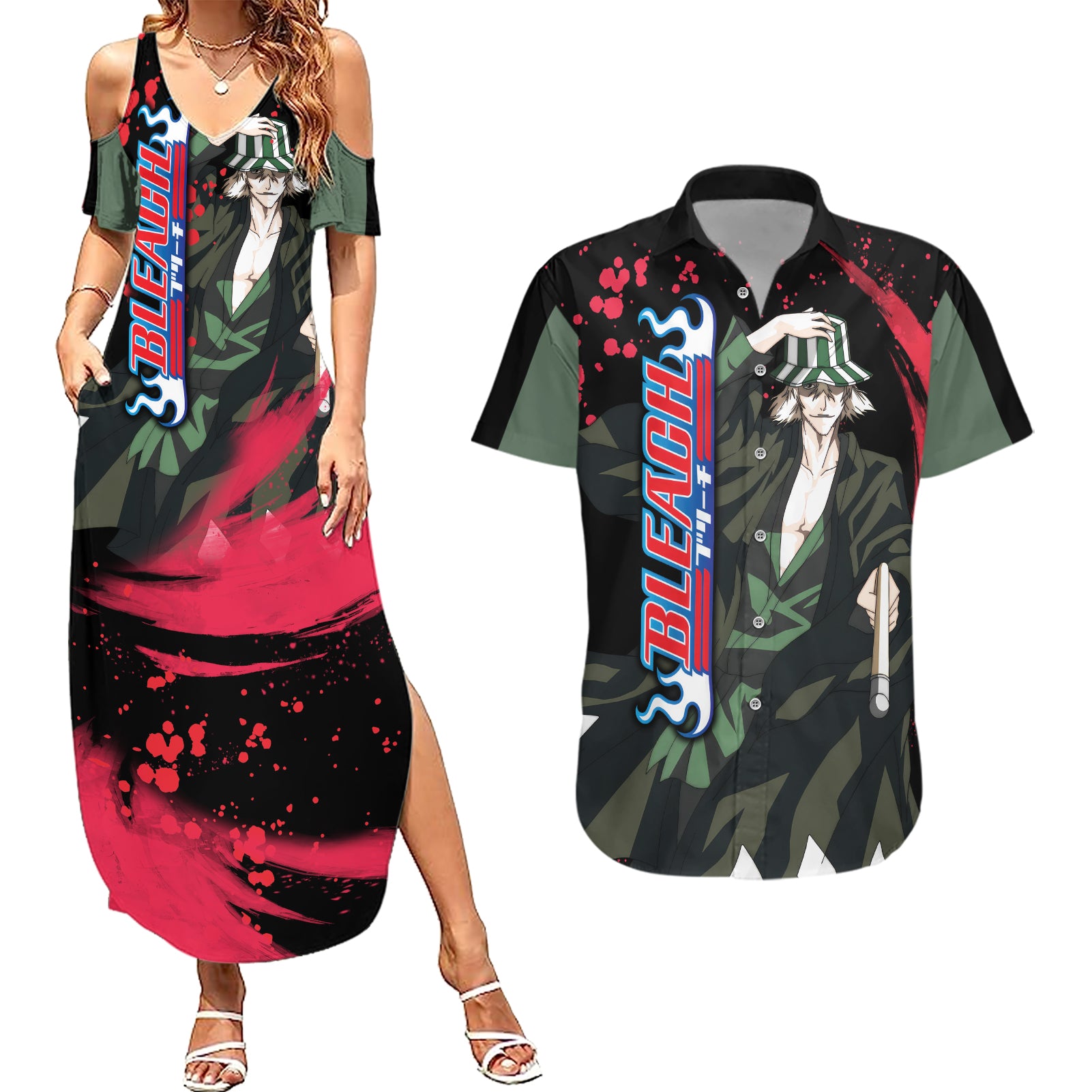 Kisuke Urahara Couples Matching Summer Maxi Dress and Hawaiian Shirt Bleach