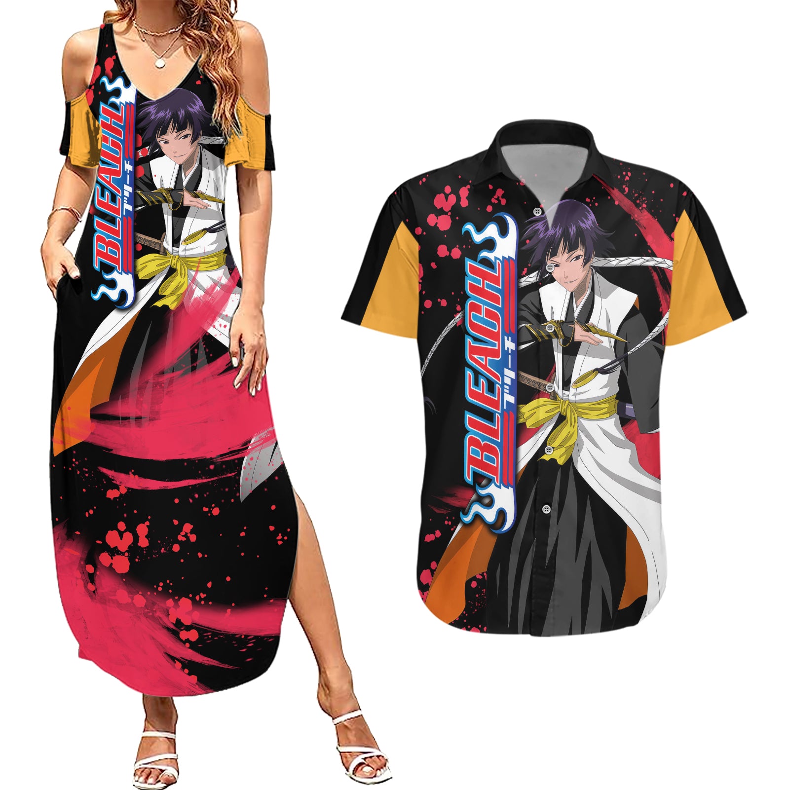 Soifon Sui-Feng Couples Matching Summer Maxi Dress and Hawaiian Shirt Bleach