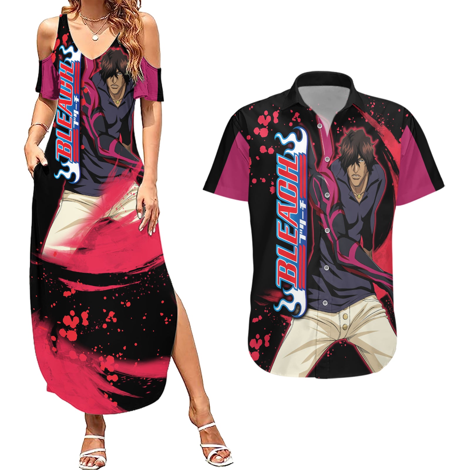 Yasutora Sado Chad Couples Matching Summer Maxi Dress and Hawaiian Shirt Bleach