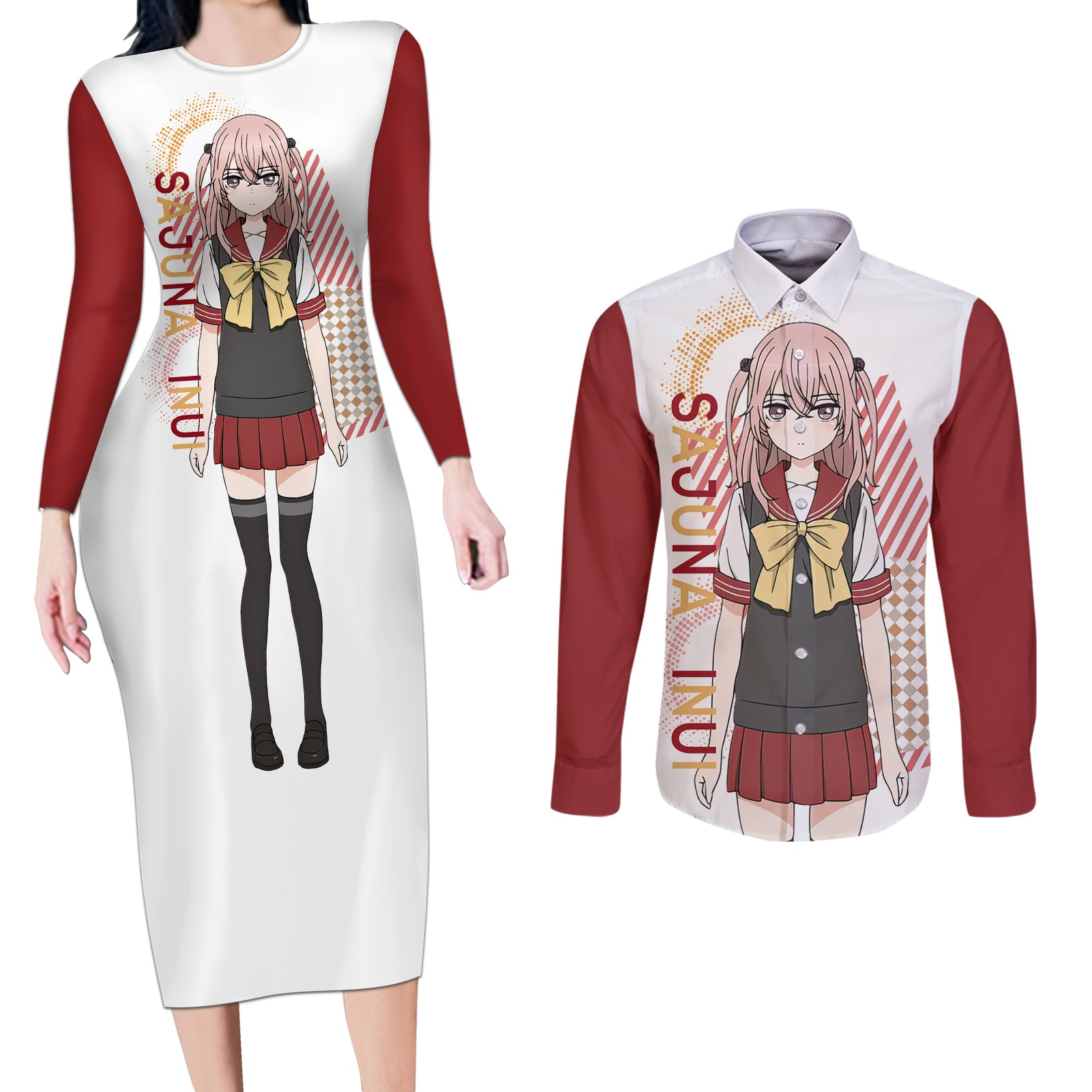 Sajuna Inui Couples Matching Long Sleeve Bodycon Dress and Long Sleeve Button Shirt Mashiroiro Symphony