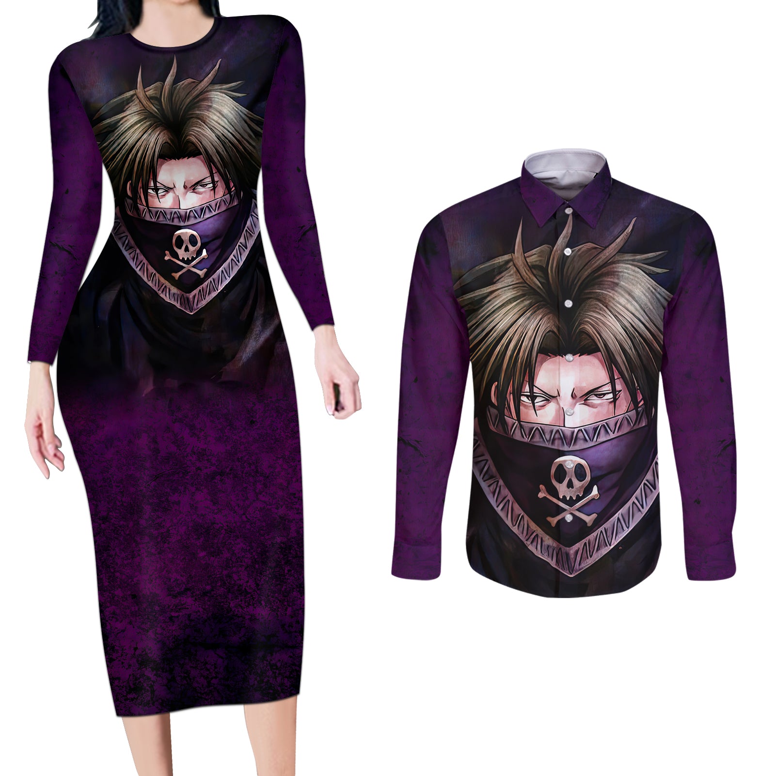 Feitan Couples Matching Long Sleeve Bodycon Dress and Long Sleeve Button Shirt Hunter X Hunter