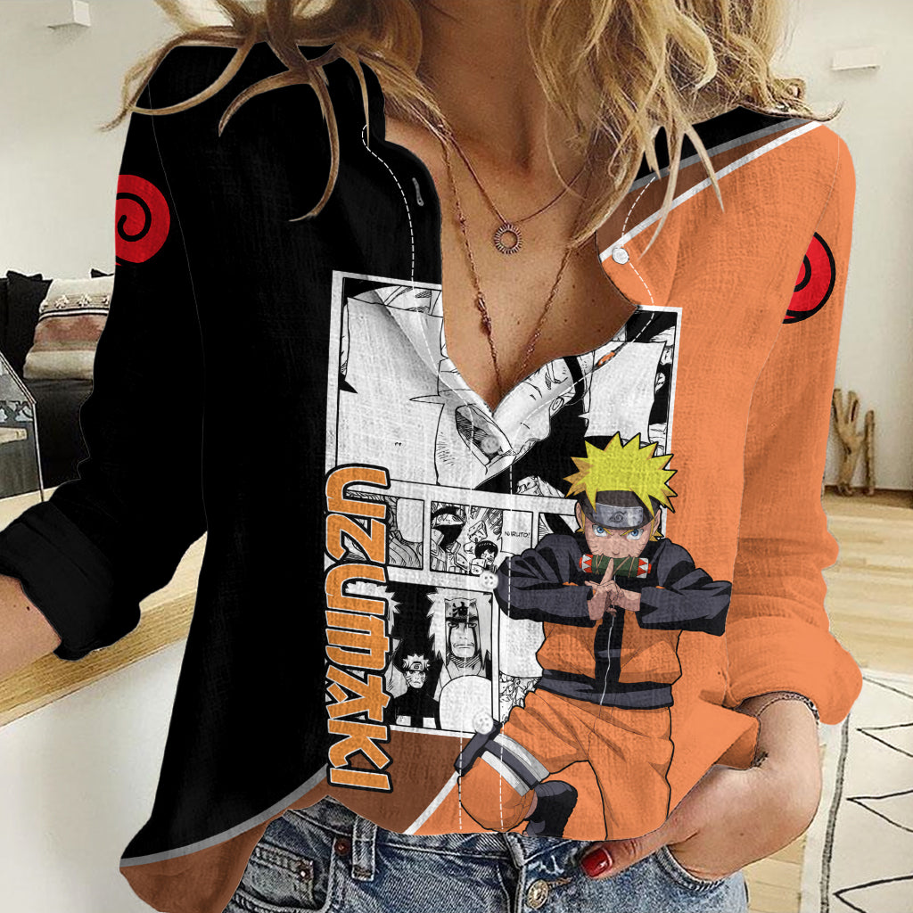 Nrt Uzumaki - Naruto Women Casual Shirt Anime Mix Manga Style