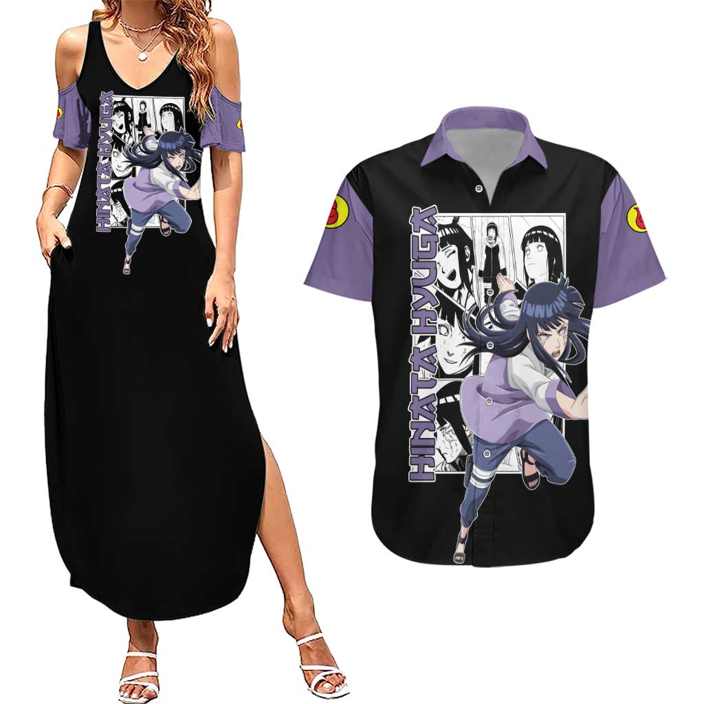 Hinata Hyuga - Naruto Couples Matching Summer Maxi Dress and Hawaiian Shirt Anime Mix Manga Style