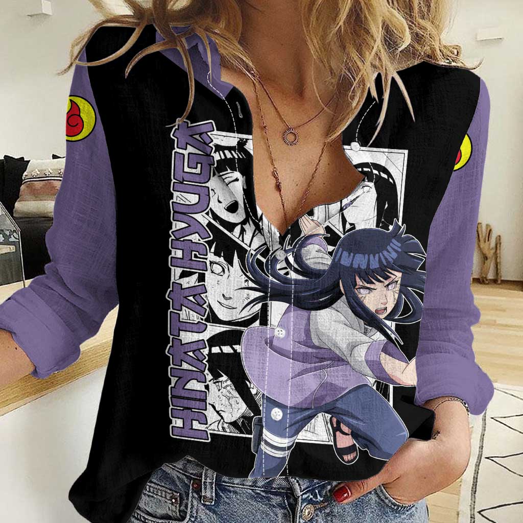 Hinata Hyuga - Naruto Women Casual Shirt Anime Mix Manga Style