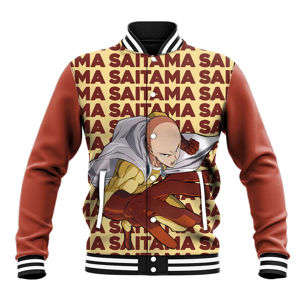 Saitama - One Punch Man Baseball Jacket Anime Text Pattern Style