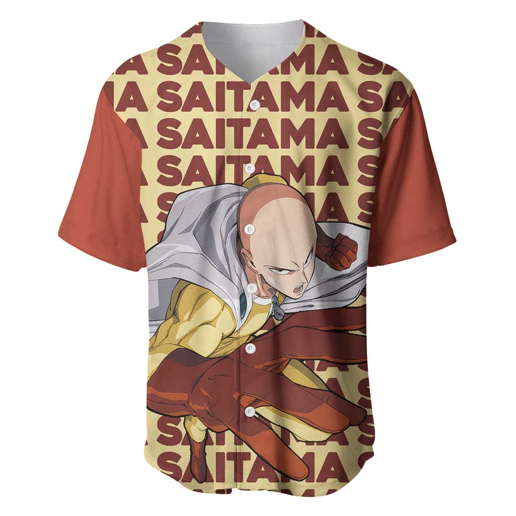 Saitama - One Punch Man Baseball Jersey Anime Text Pattern Style