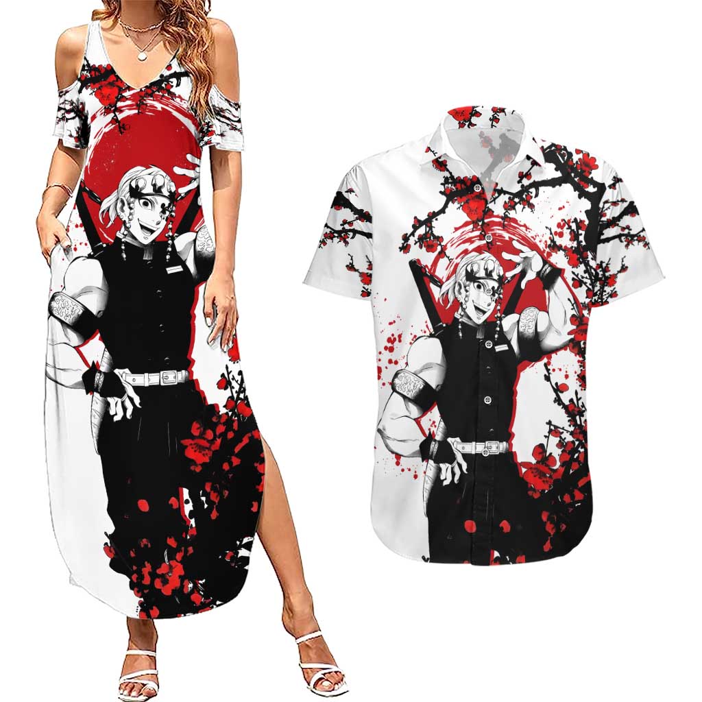 Tengen Uzui - Demon Slayer Couples Matching Summer Maxi Dress and Hawaiian Shirt Anime Japan Style