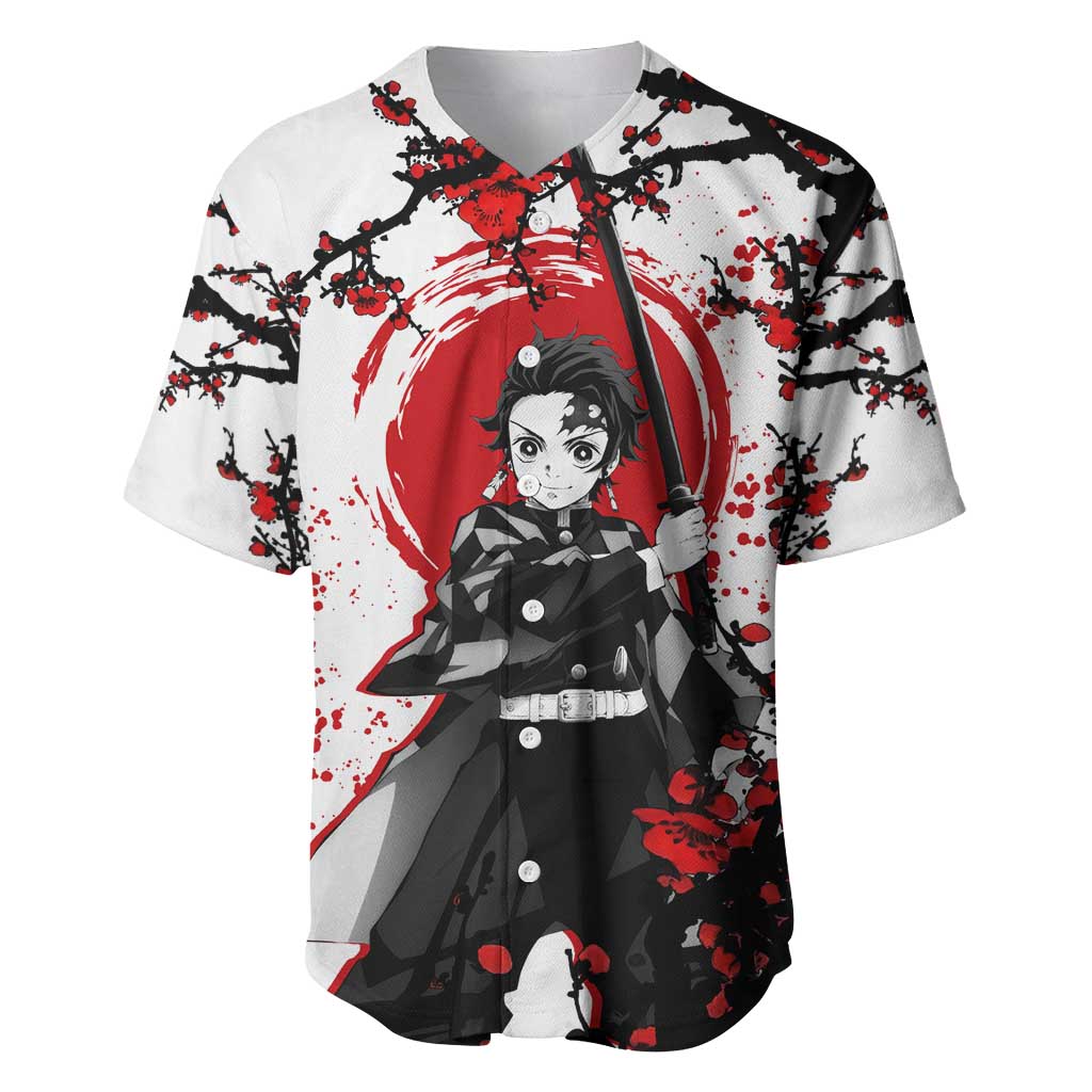 Zenitsu Agatsuma - Demon Slayer Baseball Jersey Anime Text Pattern Style