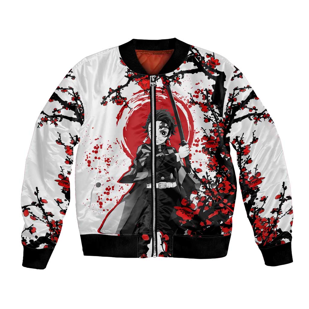 Zenitsu Agatsuma - Demon Slayer Bomber Jacket Anime Text Pattern Style