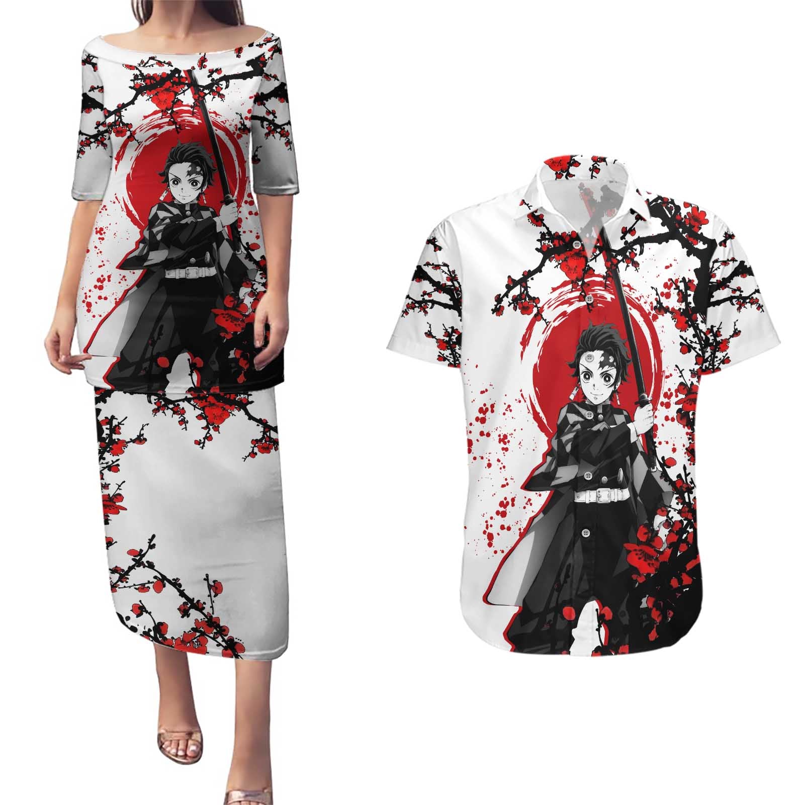 Zenitsu Agatsuma - Demon Slayer Couples Matching Puletasi and Hawaiian Shirt Anime Text Pattern Style