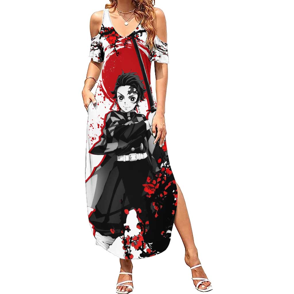 Zenitsu Agatsuma - Demon Slayer Summer Maxi Dress Anime Text Pattern Style