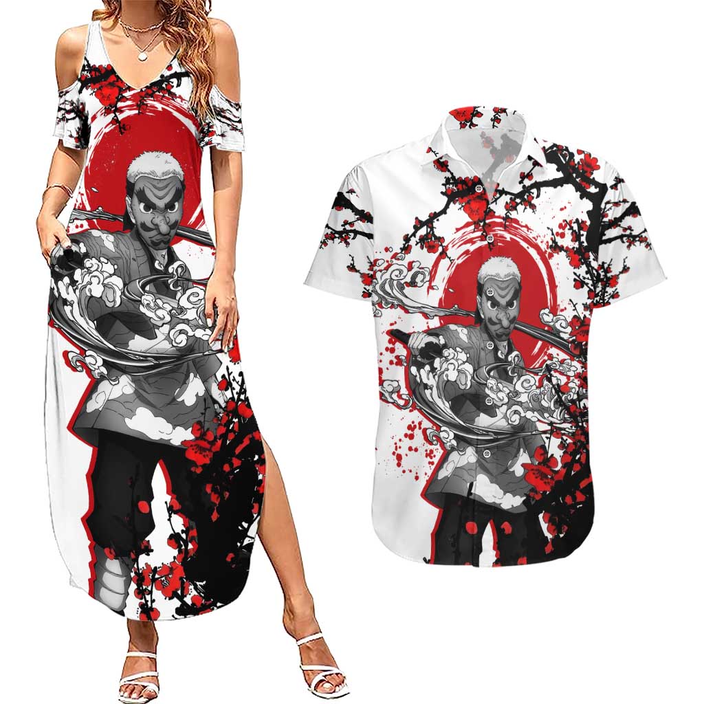 Urokodaki Sakonji - Demon Slayer Couples Matching Summer Maxi Dress and Hawaiian Shirt Anime Japan Style