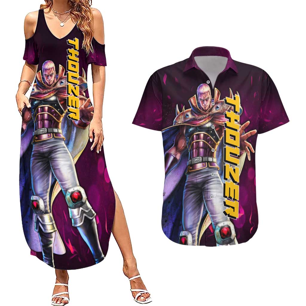 Thouzer - Fist Of The North Star Couples Matching Summer Maxi Dress and Hawaiian Shirt Anime Style