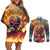 skull-flaming-couples-matching-off-shoulder-short-dress-and-long-sleeve-button-shirts-i-can-fix-stupid-but-its-gonna-hurt